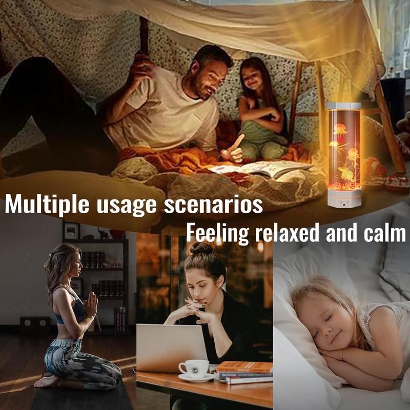 Jellyfish Aquarium Lamp  Fish Jelly Fish Tank Aquarium Lava Lamp Night Light Room Decor,7 Jellyfish&Clownfish,Adult  Home Office Room Desk Light