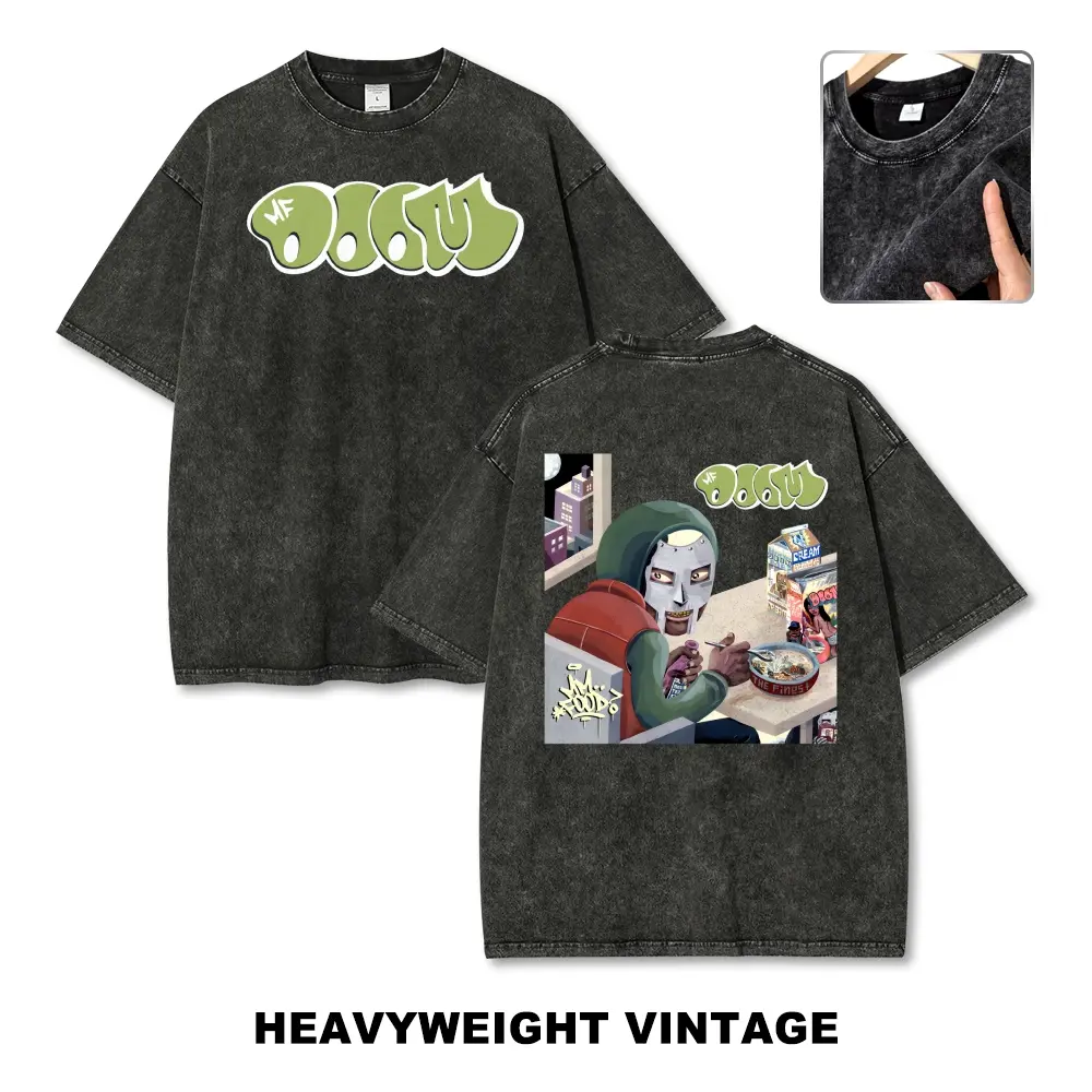 Unisex MF DOOM Masked Figure Having a Meal at Home Graphic Washed T-Shirt Personalized Pattern Y2k Clothing Round Neck Washed T-Shirt,Women's Clothing 100% Cotton, Menswear, Top, Vintage Style,Summer Casual Oversized