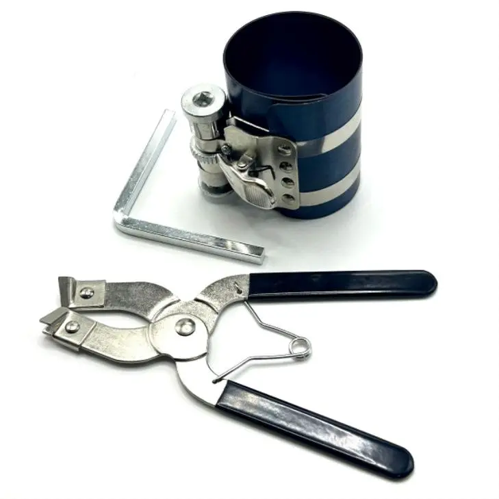 GJANSH Carbon Steel Nickel Plated Piston Ring Compressor Tool Kit - Wide Size Adjustable 2"-6.9" (53mm-175mm) Range, Ring Installation Pliers for Car Engine Piston Removal & Setup