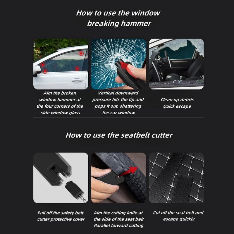 Car Window Breaker, Multi-functional Emergency Escape Tool for Vehicles, Safety Hammer, Car Rescue Vehicle Interior Glass Breaker, Emergency Device