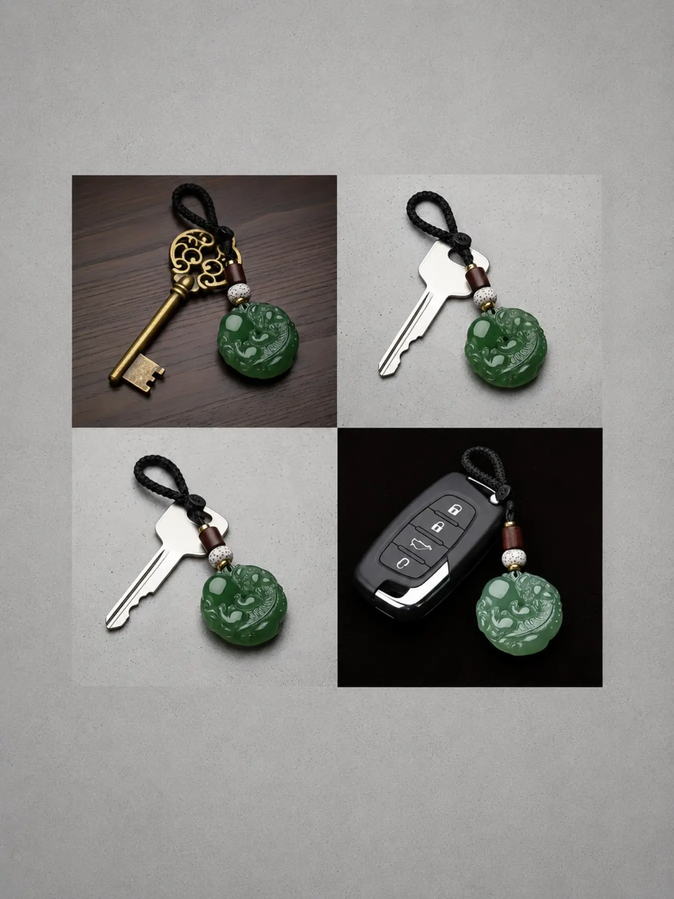 Handmade Jade Dragon Keychain, Dual-Sided Car Pendant, Traditional Feng Shui Lucky Charm, Perfect for St Patrick's Day, Spring Festival, Father's Day Gift