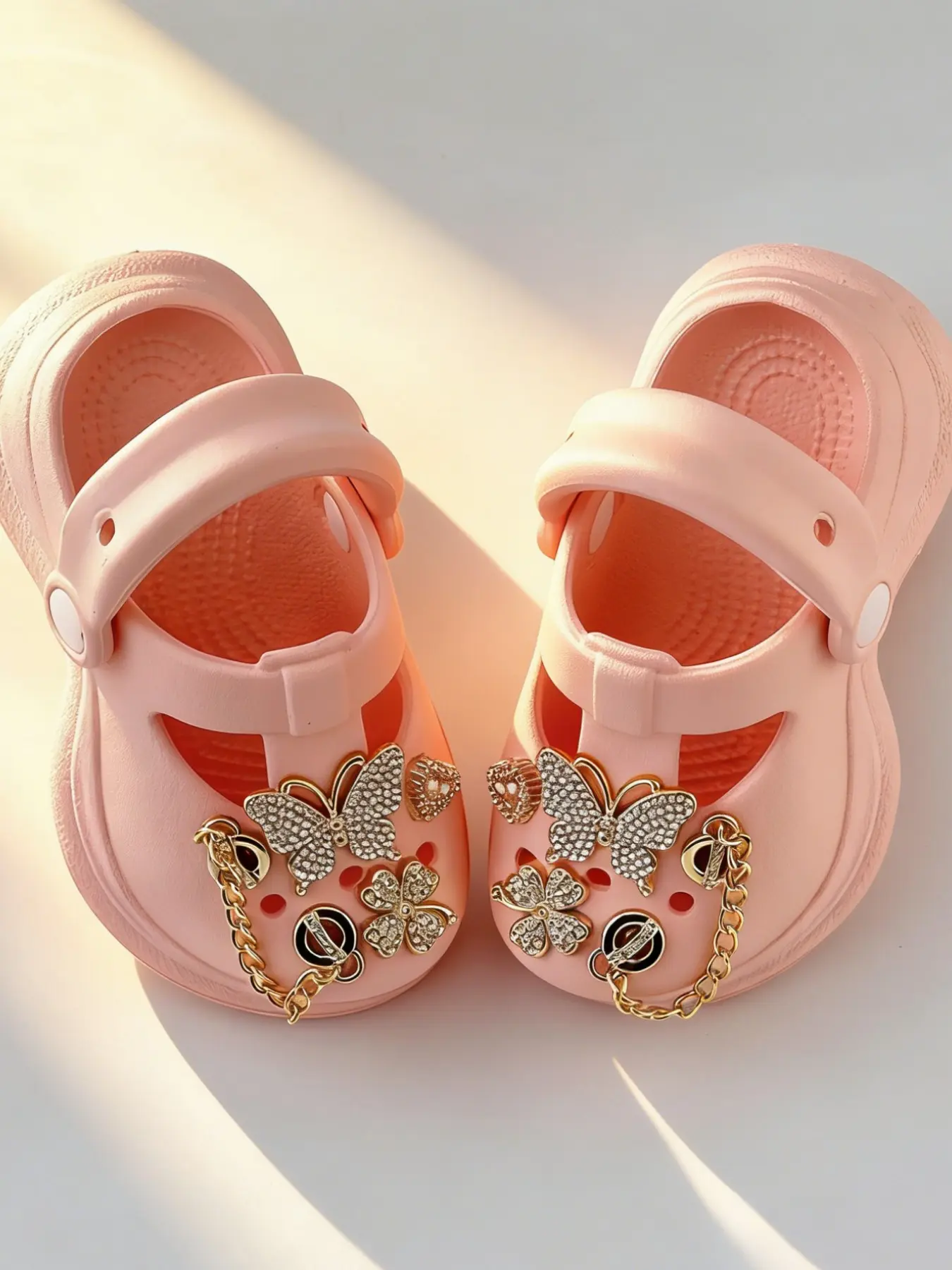 Girls' Cute Cartoon Sandals, Lightweight Eva Material, All-Season Outdoor & Indoor Wear, Butterfly Clover Heart Pattern, Perfect Gift