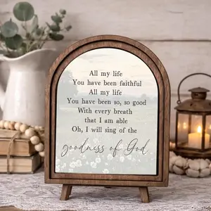 Wooden Sign 'god's Grace' Christian Inspirational Wall Decor, Religious Decoration, Spiritual Decor, Wall Art Plaque, Arched Frame Farmhouse Style, Religious Home Plaque for Living Room Bedroom, Faith Gift