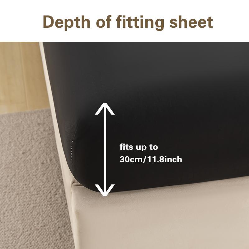 Solid Color Fitted Sheet Set, 2/3 Counts/set Including 1 Count Fitted Sheet & 1/2 Counts Pillowcase, Soft Comfortable Bedding Set for Home Bedroom