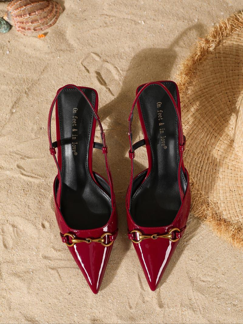 Women's Fashionable Pointed Toe Slingback Pumps, Elegant Slip on Pumps for Party, Daily Clothg Decor for Women & Girls