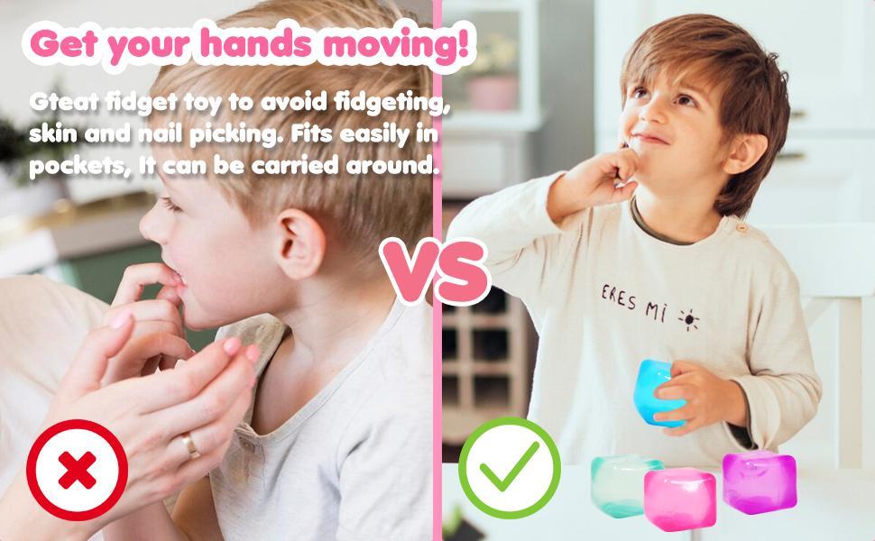 Squishy Ice Cube Shape Stress Cube Fidget Toy, Soft Filling Stress Balls for Kids Adults, Calming Sensory Fidget Toy for Stress Relief & Relaxation, Blue