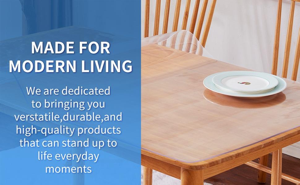 36x60 Inch Clear PVC Dining Room Table Protector Vinyl Tablecloth Desk Pad Mat Clear Chair Mat Coffee End Office Conference Dinner Table Top Protection Countertop Cover Waterproof Rectangular