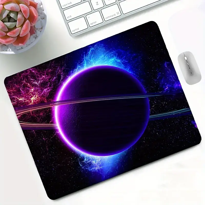 Mouse Pad, Blue And Purple Nebula Design Personalized Computer Laptop Mouse Pad with Anti-Slip Rubber Base Washable Home And Office Desktop Decor Sci-Fi Computer Pad backtoschool