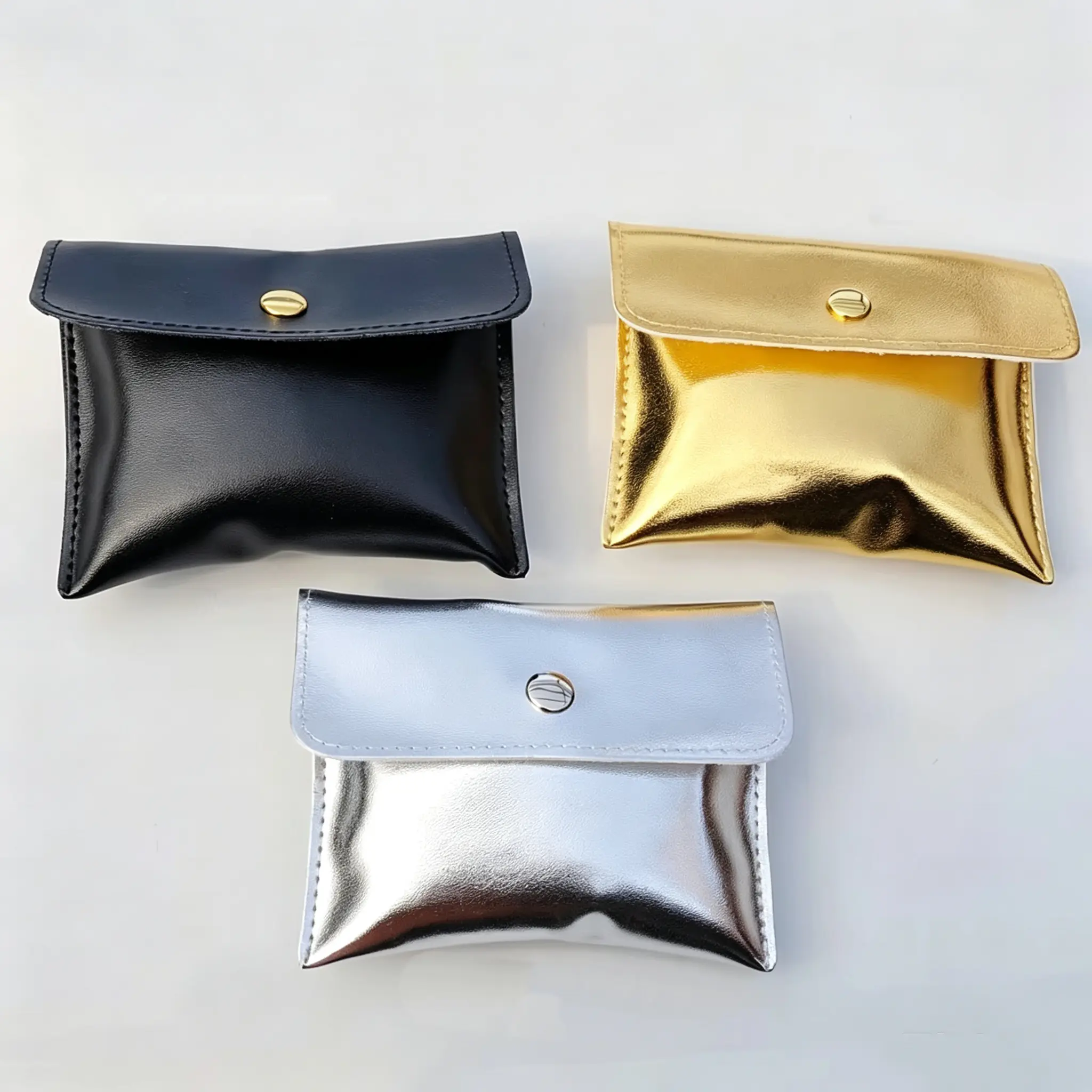 50Pcs Leather Envelope Bags Gift Bag Luxury Gold Pack Ring Studs Necklace Jewelry Packaging Pouch Dust Sack