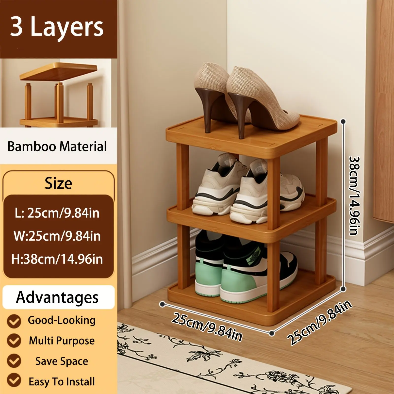 Expandable Folding Bamboo Storage Rack, 3/6/9 Layer No Assembly Space-Saving Multi-Layer Organizer, Freestanding Indoor Storage Shelf for All Rooms, Ideal Holiday Gift