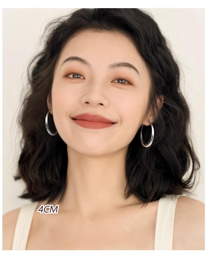 Large-circle plain ring earrings for women, high-end ear clips, ear studs, best-selling ear rings and earrings