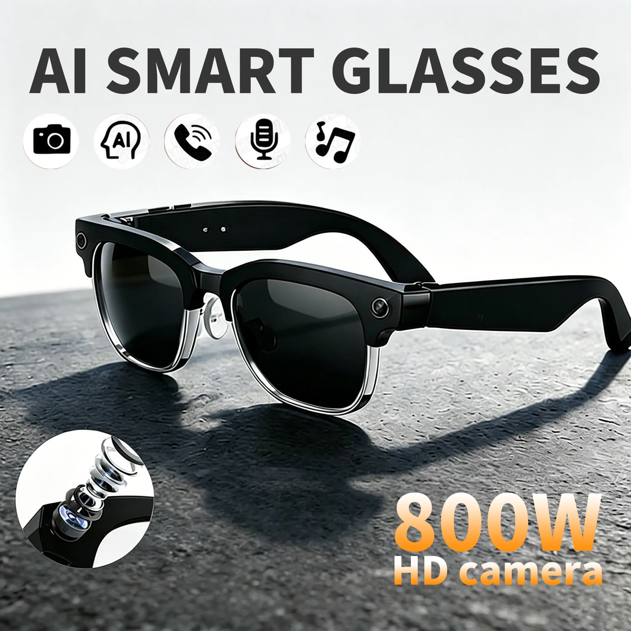 2026ai Smart Translation Glasses W630, 8mp HD Camera, Video Recording, Bluetooth-compatible Call, Wearable Headset, Unisex, Outdoor Sunglasses, Smart Sunglasses With Camera