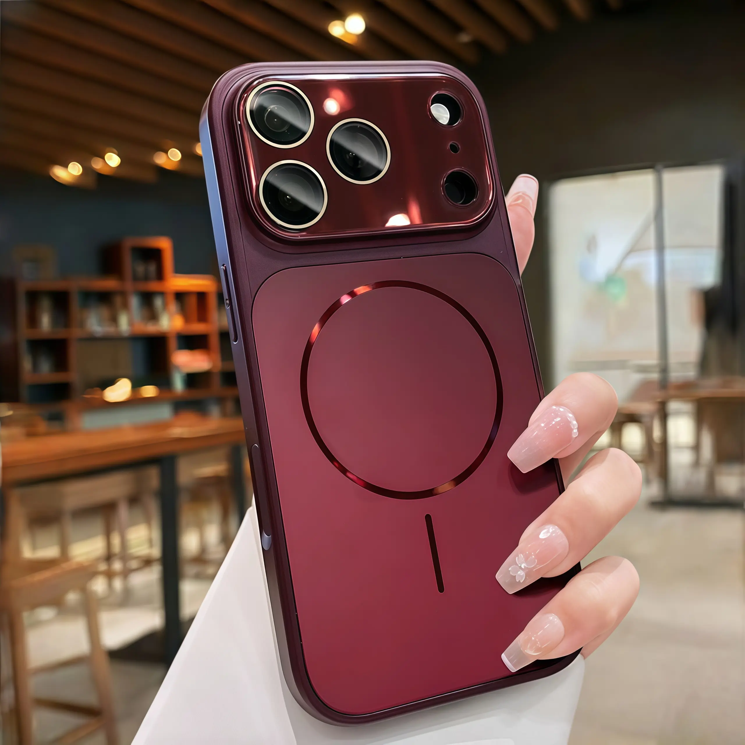 iPhone case Burgundy Wine Red silicone TPU shockproof anti-fall soft shell with raised lip, slim grip, scratch-resistant for iPhone 18 Pro Max / 17 Pro Max / 16 / 15 - protective cover