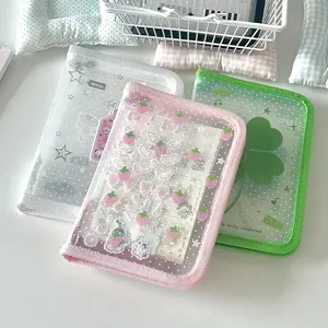 Cute A6 Stationery Storage Folder File PP Twill Zipper Pouch Document Bag Zip File Folder School Office Supplies