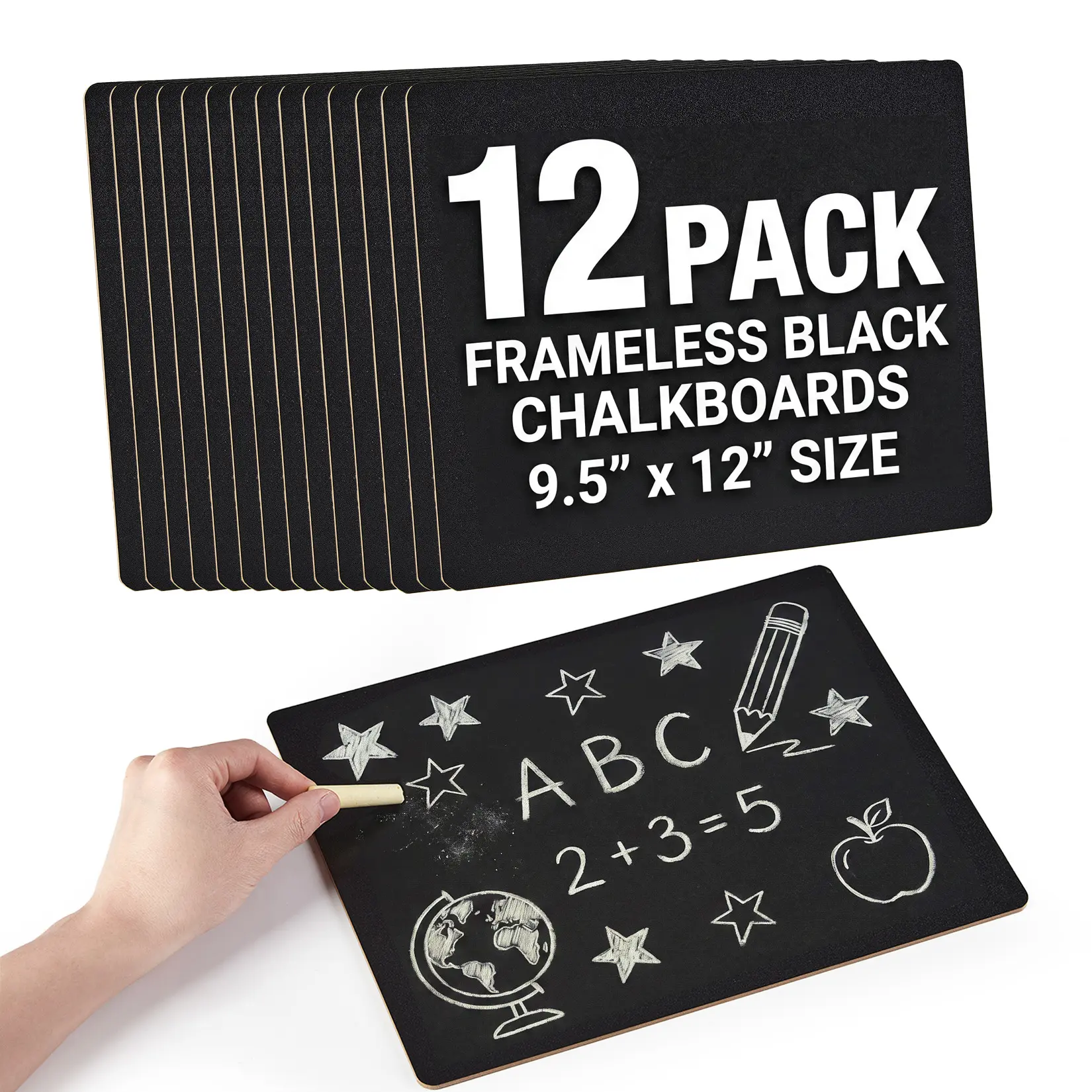 12 Pack Mini Blank MDF Chalkboards,Reusable Tabletop Sign – Erasable Black Surface