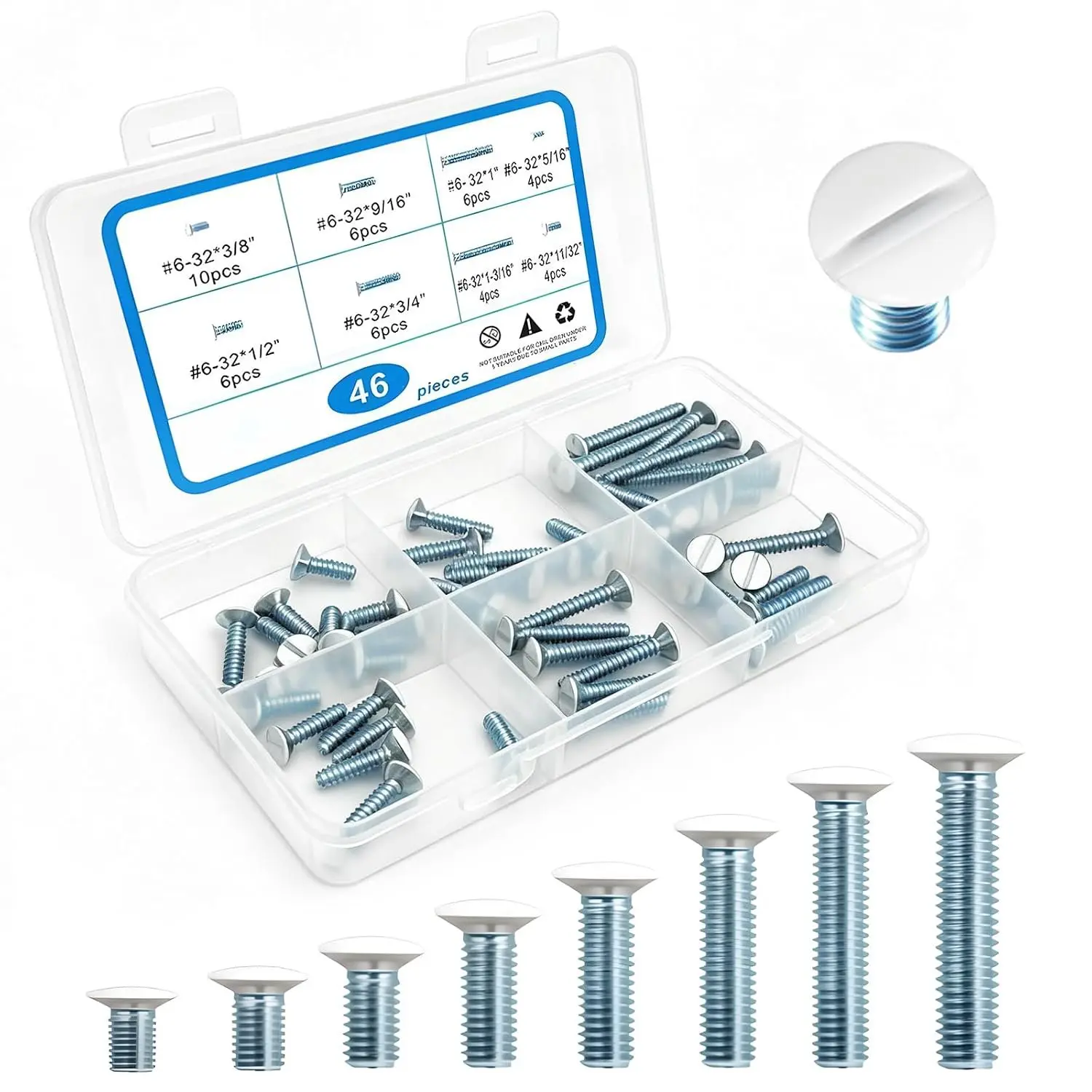 Wall Plate Screws, Long Outlet Screws, White Screw 46 count