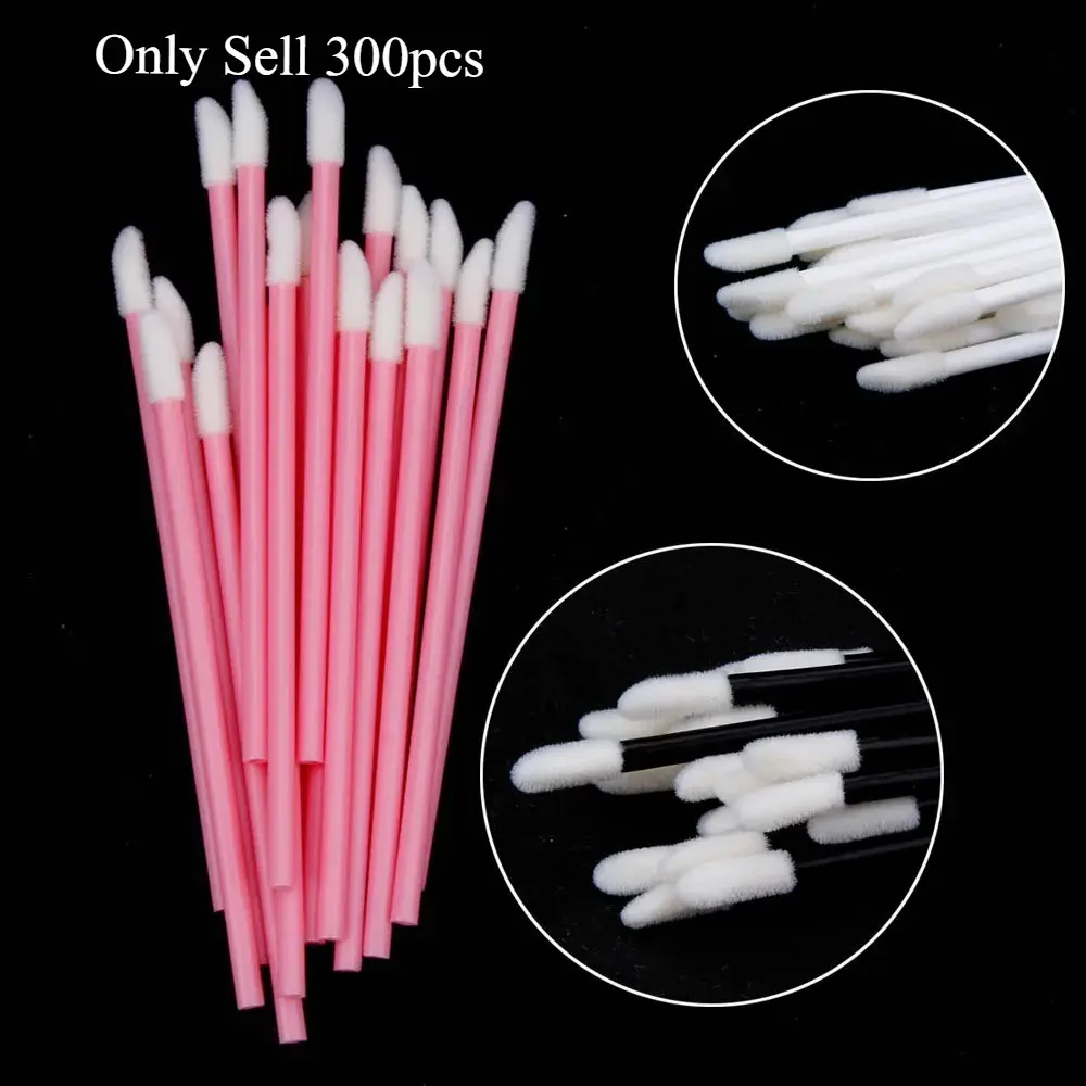 300pcs Disposable Lip Lint-Free Applicators, Lipstick Testers Wands, Makeup Lip Brushes, Beauty Tool for Smooth Application
