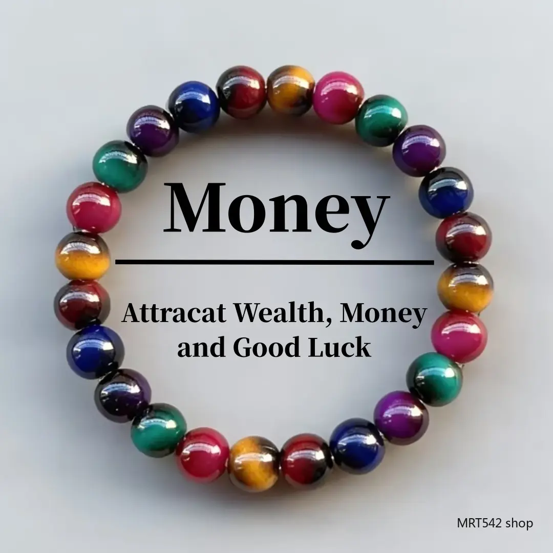 Unisex Multicolor Natural Tiger Eye Crystal Beaded Bracelet - Rope Colored Flexible Bracelet Stacking Arm Candy Accessory, Healing Gemstone Bangle, Money & Good Luck Amulet, Adult Yoga Meditation Gift