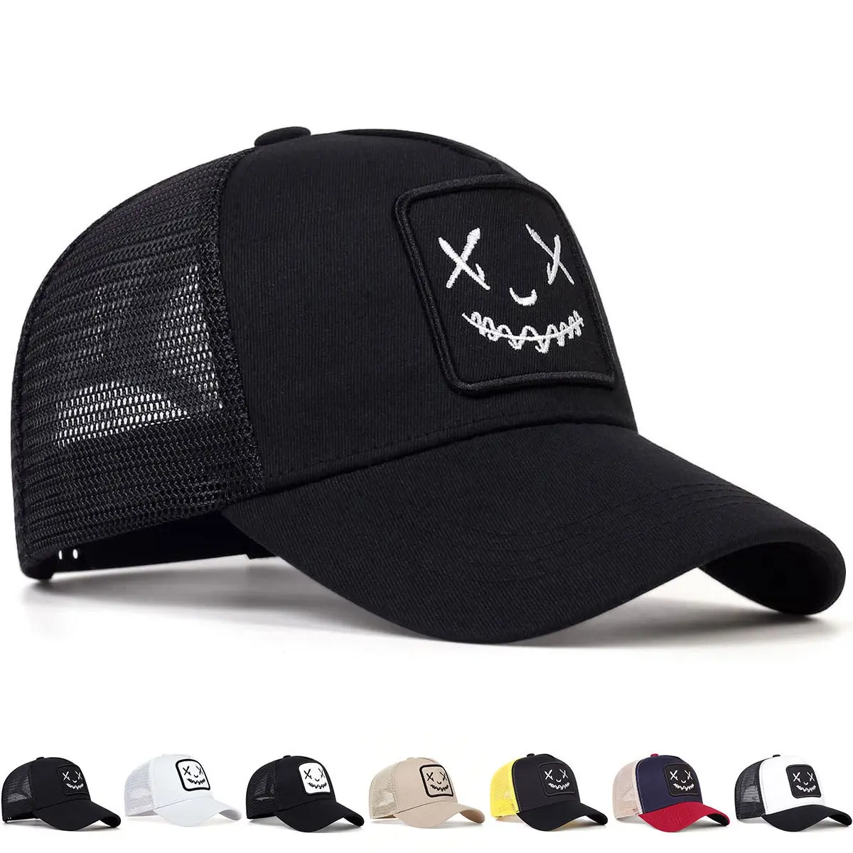 Unisex Embroidered Smile Baseball Cap - Breathable Hip-Hop Look All-Season Hat for Outdoor Wear, Accessories for Women, Hats for Women, Casual Daily Headwear, Adjustable