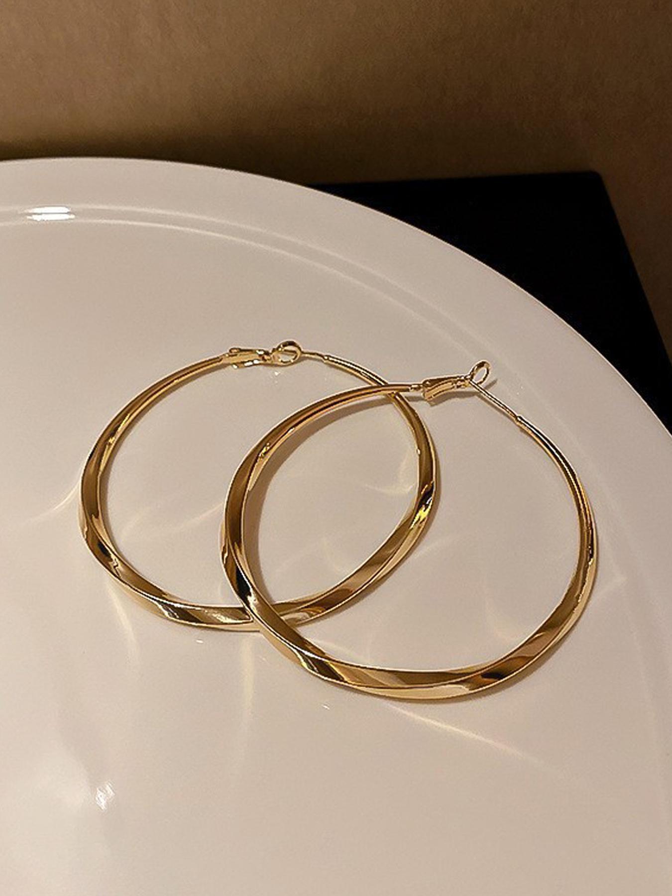 Minimalist Temperament Hoop Earrings, Fashionable All-match Earrings for Women, Trendy Exquisite Jewelry for Birthday Gift, Unique Twisted Shape