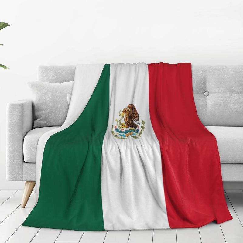 Mexican Flag Flannel Printed Blanket Soft Cozy Fuzzy Plush Comfy Mexico Themed Sofa Bedroom Dorm Couch Office Car Travel Home Blanket Perfect Gift for Birthday Men Women Adults Boys Girls All Seasons