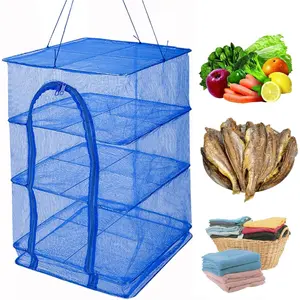 Drying Rack  Layers Folding Mesh, Hanging Drying Net, for Shrimp, Fish, Fruit, Vegetables, Herb, with Zipper Opening