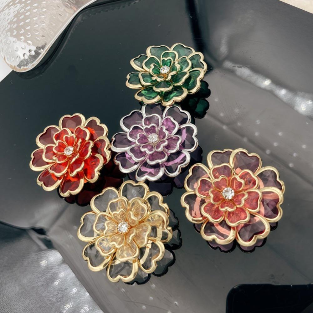 Camellia Decorative Scarf Buckle & Cufflinks Set, Elegant Vintage Accessory for Women