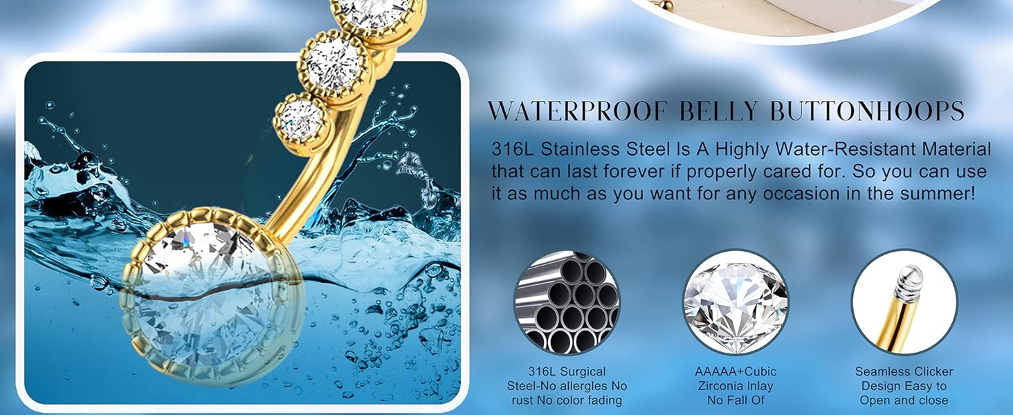 2025 Summer 9Pcs Hypoallergenic Gold Belly  Button Rings  Sparkling CZ Opal  Pearl Clicker Set Boho Chic Navel  Piercings Jewelry for Women Silver Gold