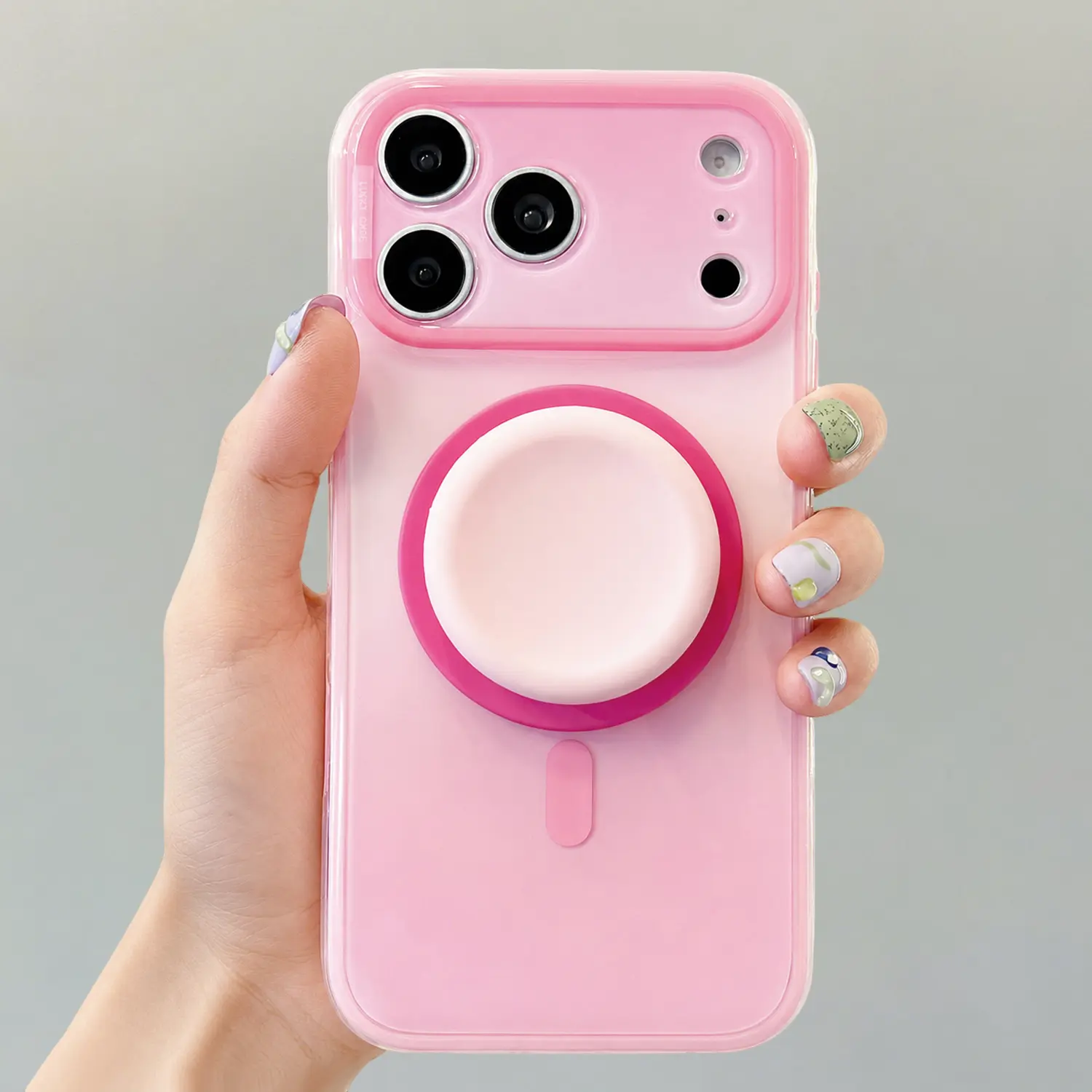 for IPhone 18 Pro max 17 16 15 14 Shockproof Case 2-in-1 Double-Layer Gradient Full-Cover Button Case Silicone Magnetic Folding Mobile Phone Grip Holder Socket Pocket Ring Finger Expanding Stand