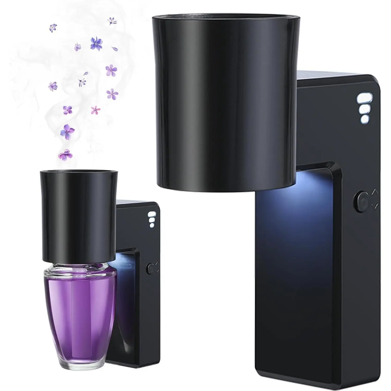 Wall Fragrance Plug In with Night Light and Oil Diffuser with Upgraded Fragrance Concentration Control, Compatible with Bath and Body Works Wallflower for Home, Black