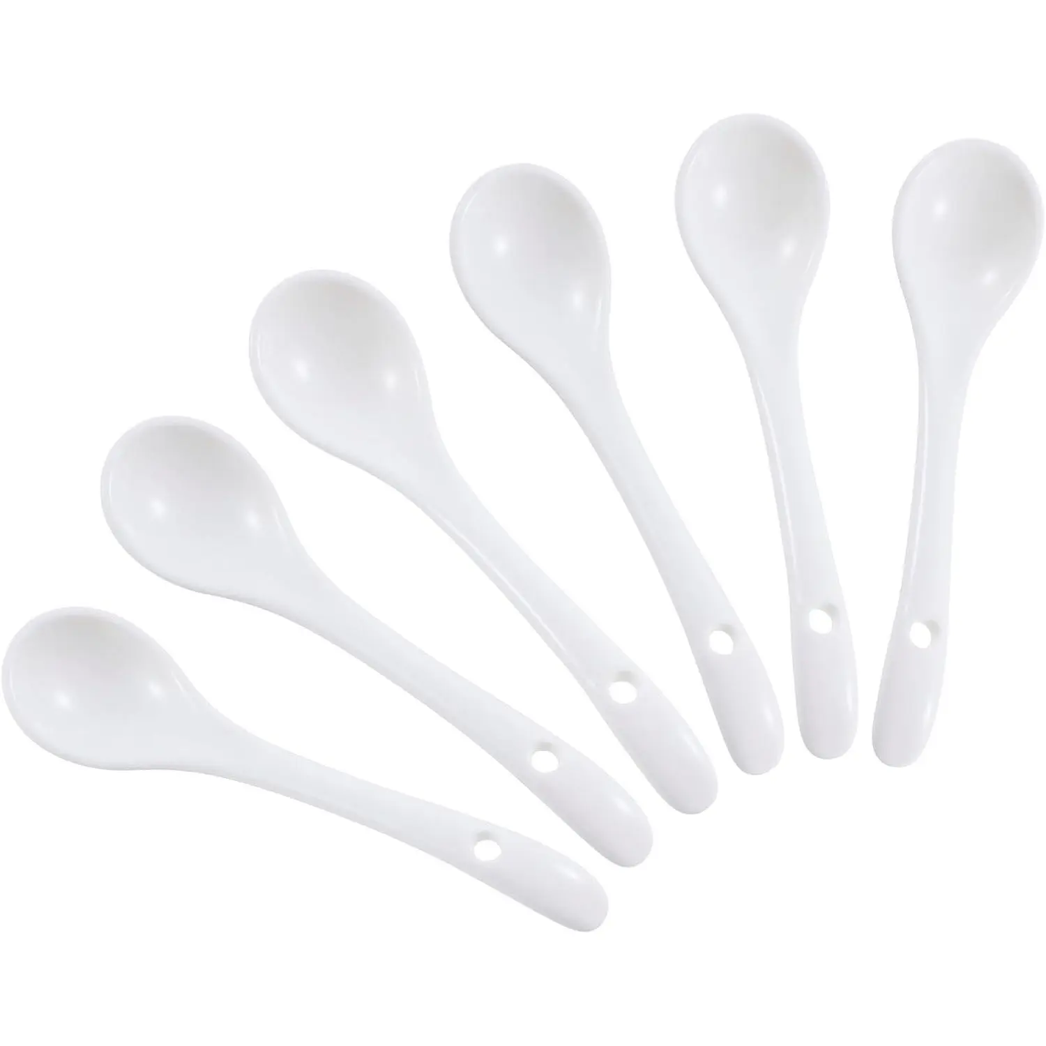 6-Pack Small Porcelain Salt & Spice Spoons, Traditional White Condiment Spoons – 11cm(4.4inch)