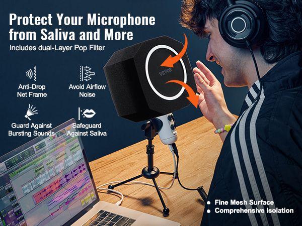 VEVOR Microphone Isolation Ball, High-Density Acoustic Foam, Windscreen Isolation Shield with Dual-Layered Pop Filter, for φ1.57 to 2.36 in Microphones Vocal Isolation Booth Noise Reflection Reduction VEVOR Microphone Isolation Ball, High-Density Acoustic Foam, Windscreen Isolation Shield with Dual-Layered Pop Filter, for φ1.57 to 2.36 in Microphones Vocal Isolation Booth Noise Reflection Reduction