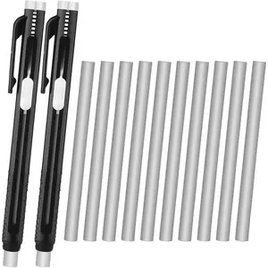 12 Pieces Retractable Mechanical Eraser Pen Bulks & Eraser Refill for Teacher Gifts Painting Writing Office Daily Study Solid Black