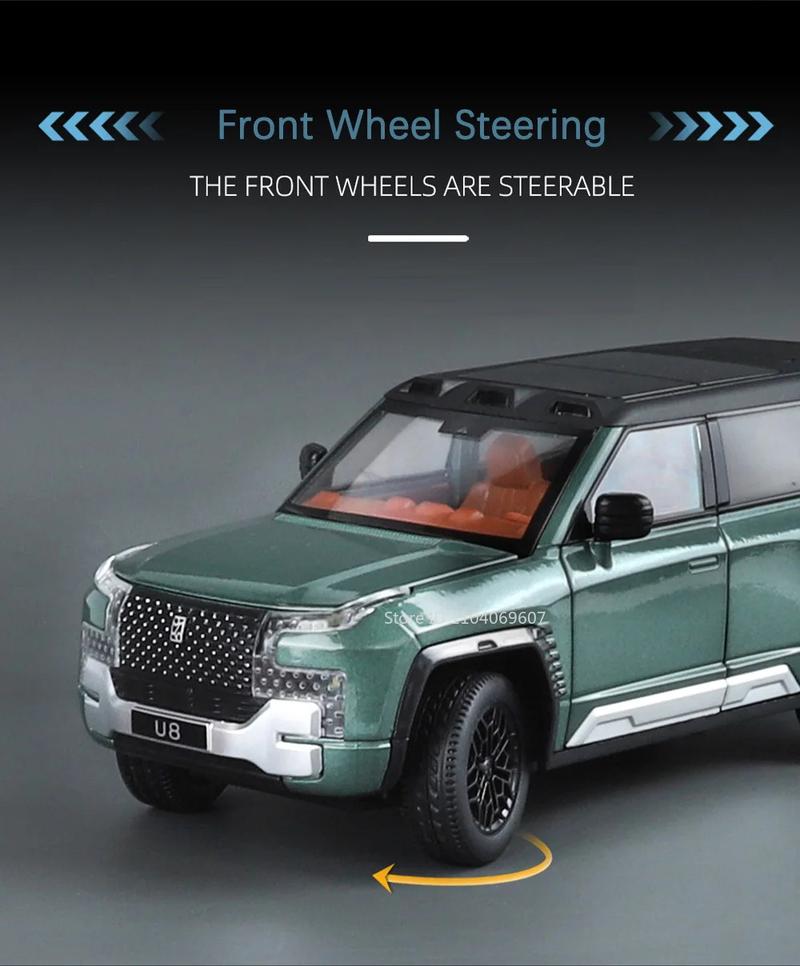 1:24 BYD Wuling U8 Model SUV Car Toy Alloy Die-cast Pull-back 6 Doors Openable Sound Light Off-road Vehicle Boy Gift 1:24 BYD Wuling U8 Model SUV Car Toy Alloy Die-cast Pull-back 6 Doors Openable Sound Light Off-road Vehicle Boy Gift