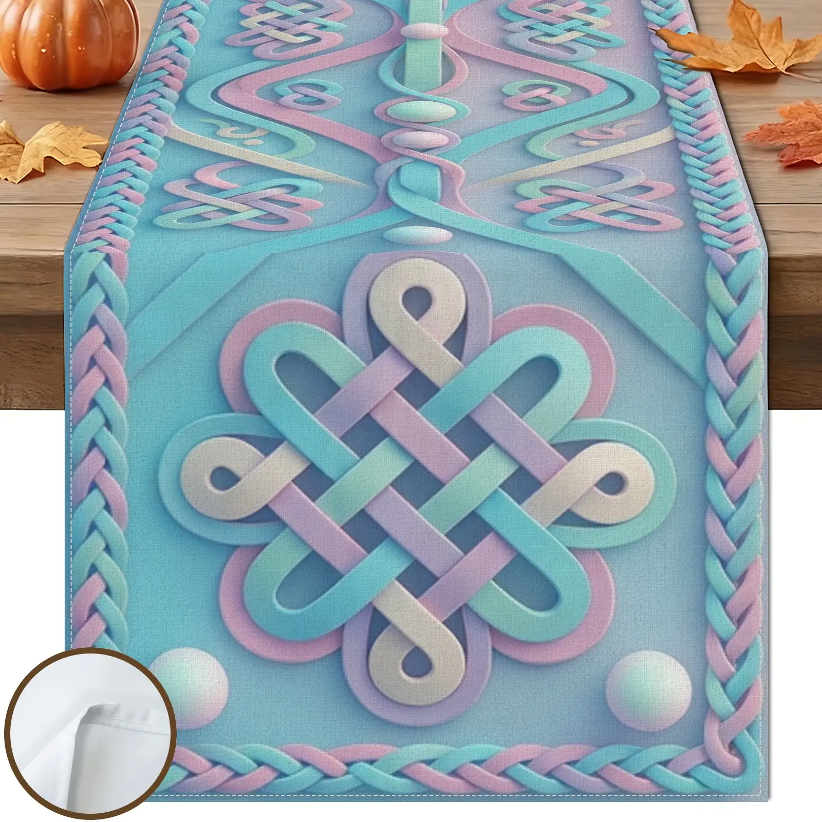 1pc Colorful Abstract Swirl Table Runner, Modern Boho Style, Decorative Pattern with Beads and Twists, for Dining Table Home Decor Coffee Table Seasonal Table Decor