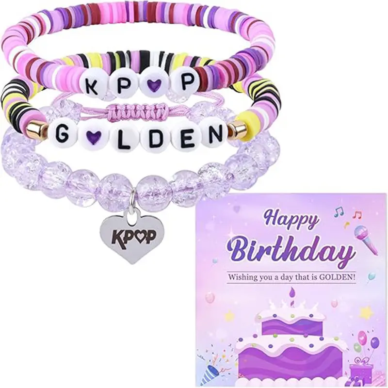 KPop Bracelet Merch Stuff and Birthday Card, K Pop Themed Jewelry Accessories, Bracelets for Women Girls Men Christmas Birthday Gifts Cosplay Outfits, Party Stocking Stuffers