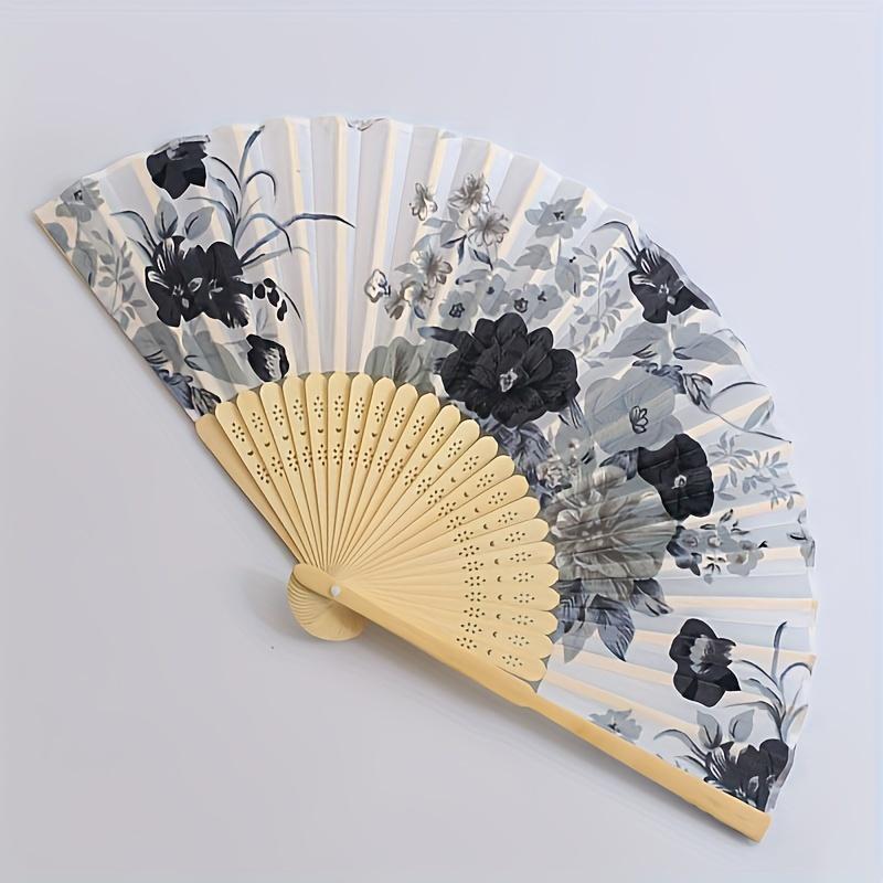 1Pcs/3Pcs Floral Flower Design Folding Hand Fan Japanese Vintage Folding Fan Chinese Retro Style Hand Fan with Wooden Ribs Decor Fan for Dancing Wedding Party Decorations Supplies