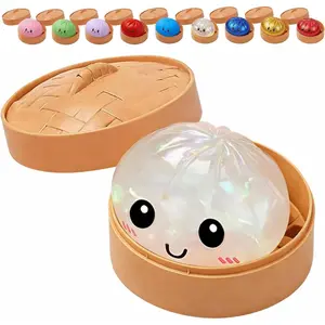 Toy Dumplings with Box, Soft Sensory Squeeze Toy Stress Ball Fidget Dumpling Toys for Adult Anxiety Relief Party Favors Stocking Stuffers (White)