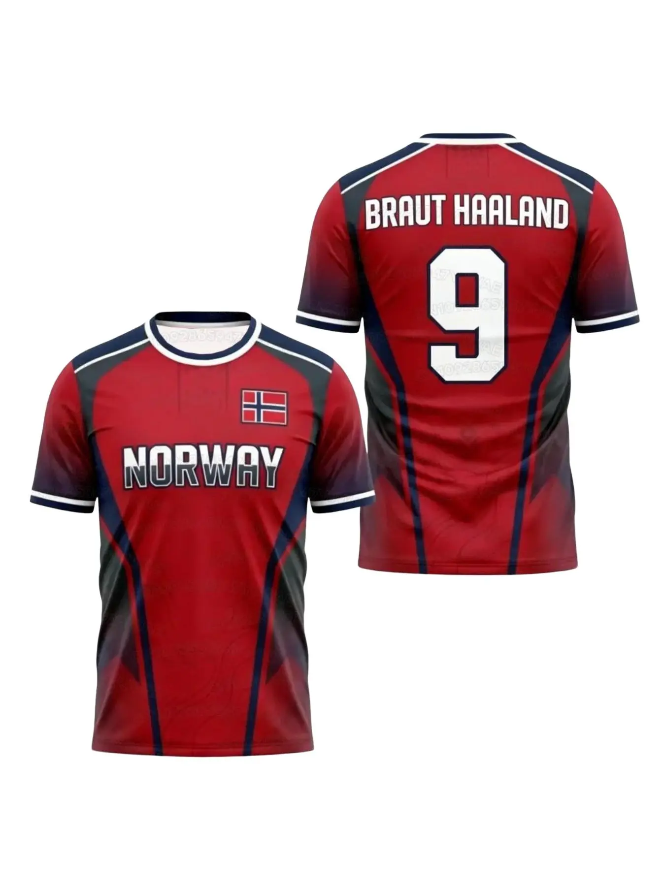 Norway Flag Print Unisex Short Sleeve T-Shirt, 3D Outdoor Football Jersey, Summer Round Neck Men's Tee, Fashion Sports Top, Sportswear for Summer