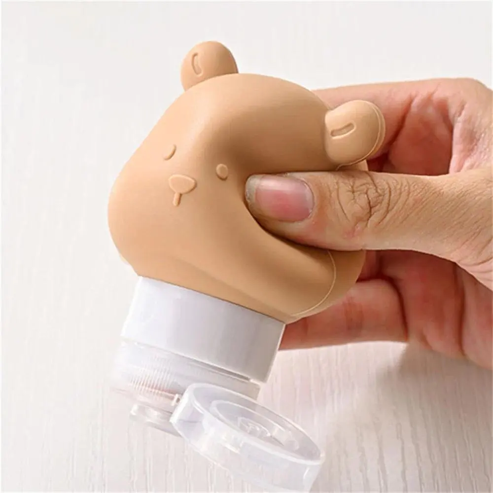 80ml Cartoon Bear Silicone Lotion Dispenser Bottle Portable Travel Empty Pump Bottle Shampoo Dispenser Refillable Bottles