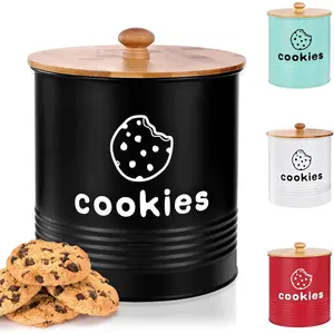 Airtight Cookie Jars with Lids, Large 1.5 Gallon Decorative Cookie Storage Containers for Kitchen Counter, Farmhouse, Great Gift for Christmas Mother's Day, Black
