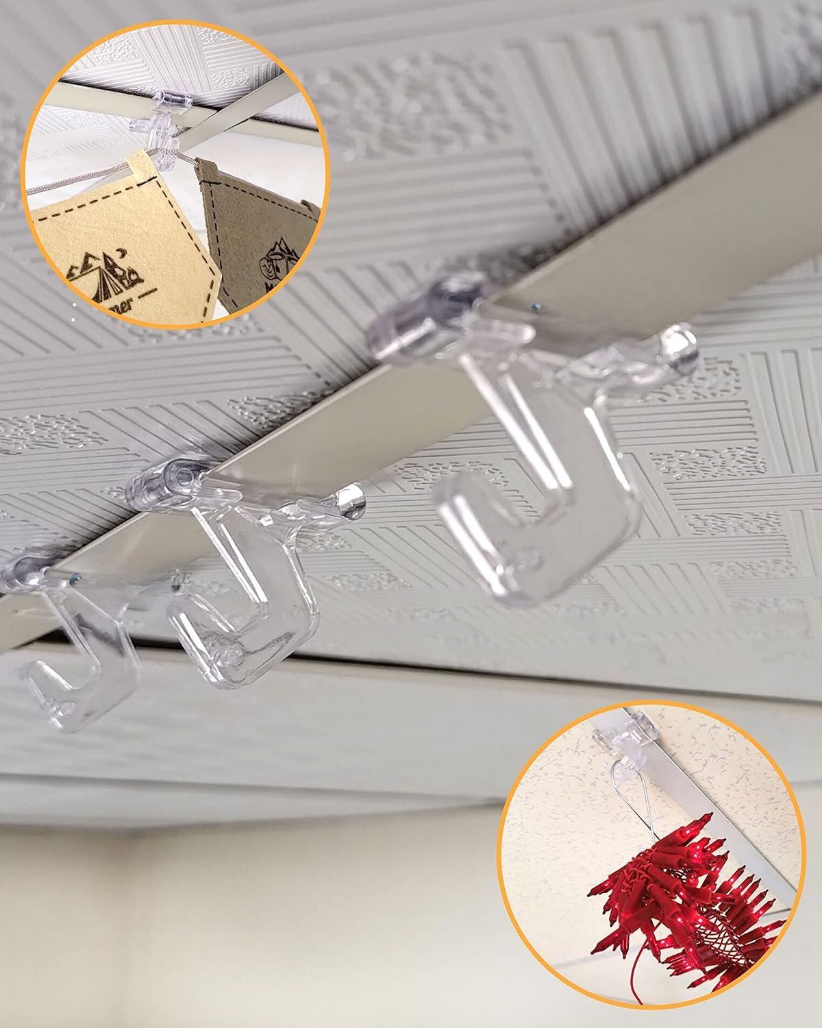 25 Pack Clear Drop Ceiling Hooks Classroom Decorations - Polycarbonate Ceiling Hanger Hooks for Hanging Track Clip on Suspended Ceiling Tile Grid for Office Home Stores Decorations 25 Pack Clear Drop Ceiling Hooks Classroom Decorations - Polycarbonate Ceiling Hanger Hooks for Hanging Track Clip on Suspended Ceiling Tile Grid for Office Home Stores Decorations