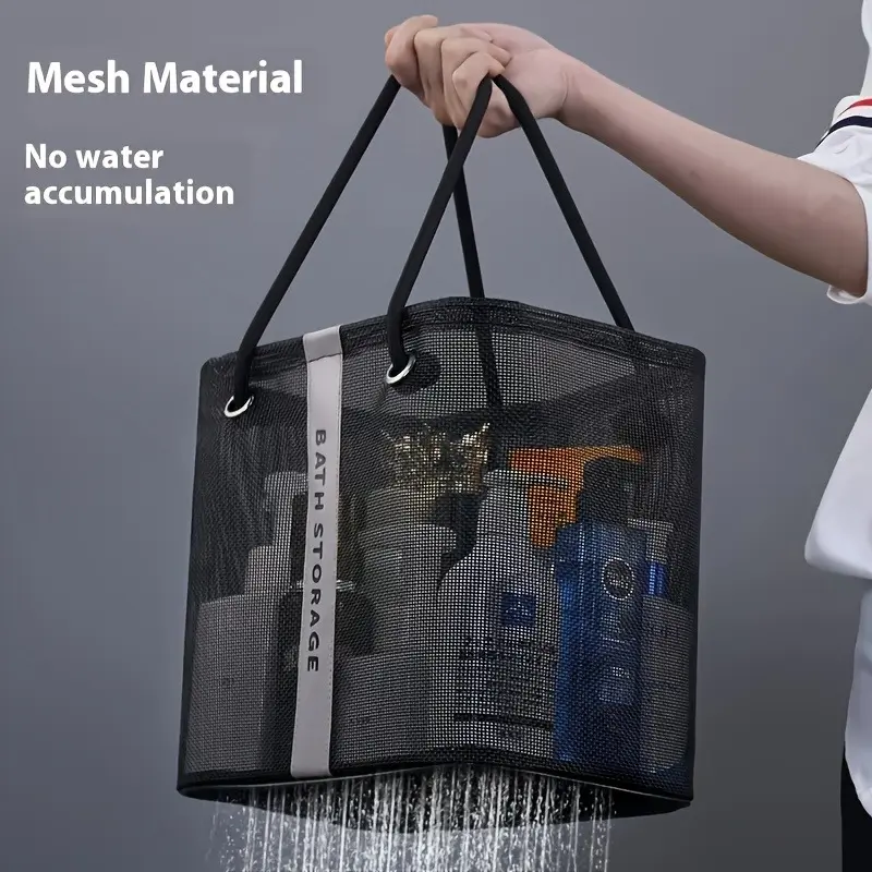 Foldable Mesh Bathroom Storage Bag, Lightweight High-Quality Dual Handle Design, Waterproof Durable Travel Essential Organizer ()