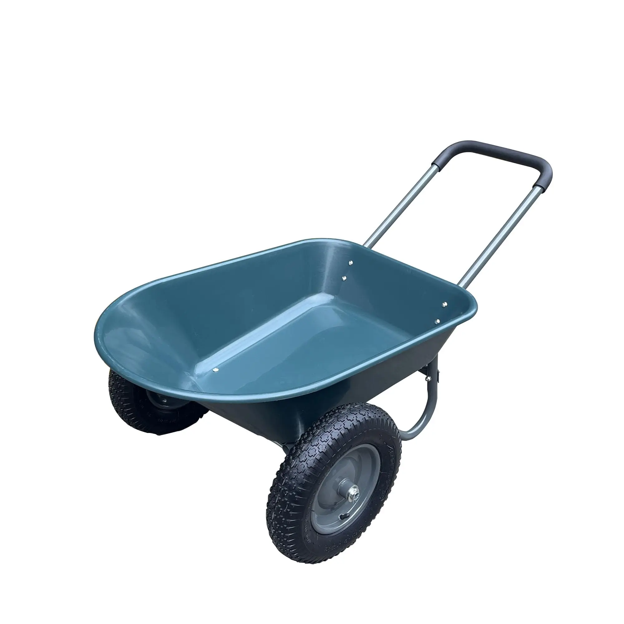 Wheelbarrow Garden Cart, Heavy Duty Home Utility, Dual-Wheel or Four-Wheel Home Garden Yard Utility Wheelbarrow Cart with Built-in Stand, Green