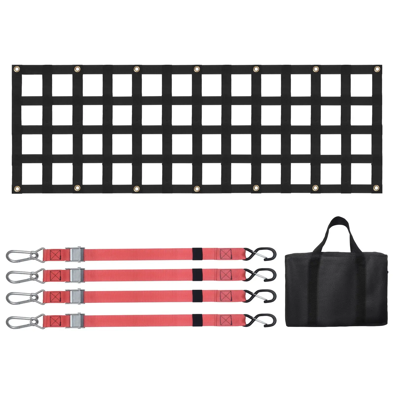 VEVOR Tailgate Net, 54 inx 18 in, Heavy Duty Cargo Net for Truck Bed with 4 Adjustable Telescopic Straps, Extendable Durable, Flexible Adjustment, Suitable for Pickup, Trailer, Truck, Jeep, SUV