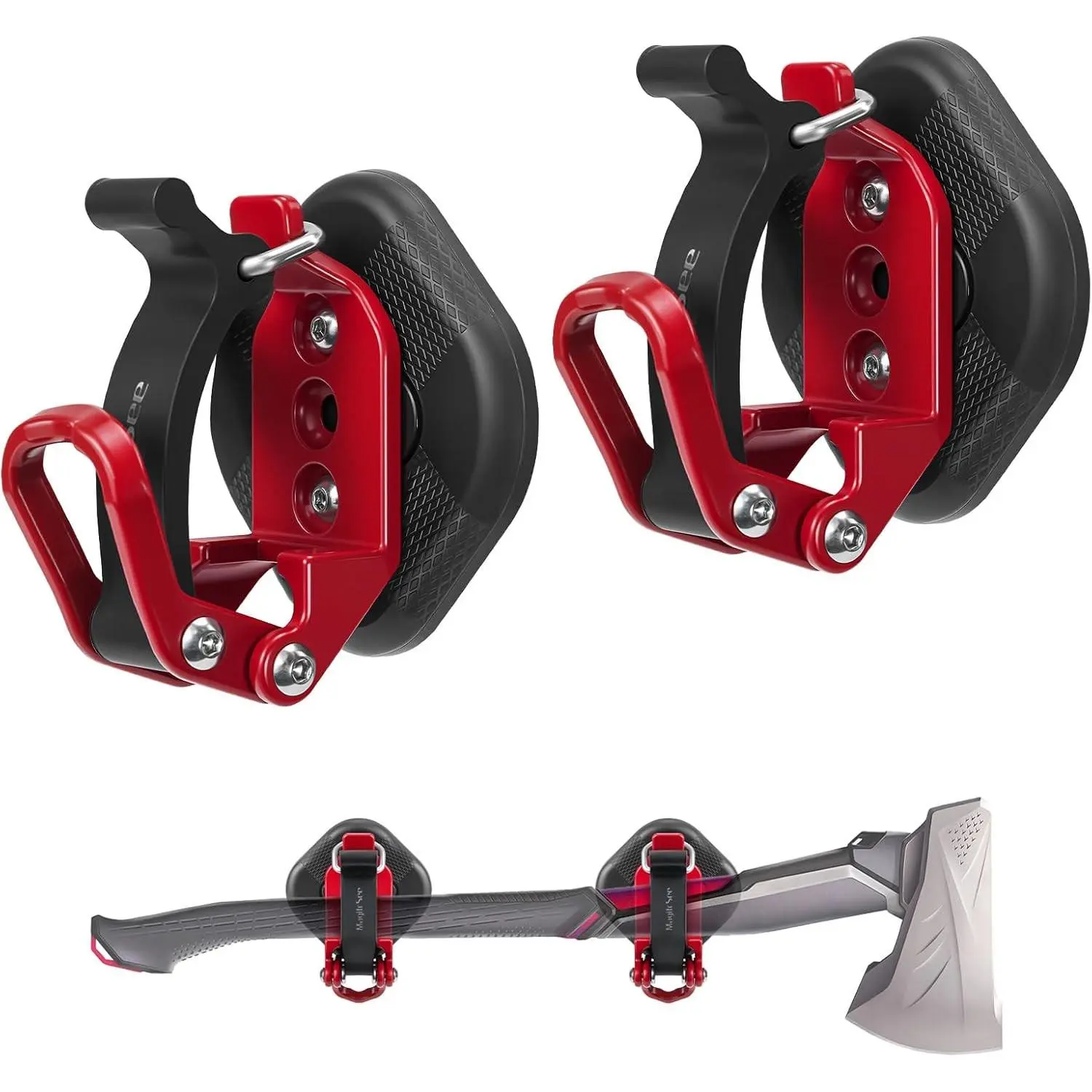 2 Pack Magnetic Shovel Holder for Truck, No-Drill Heavy Duty Axe Mount Quick Release Bracket for Roof Rack, Metal Rubber Clamp for Garage, RV, Trailer, Cruise, ATV Storage