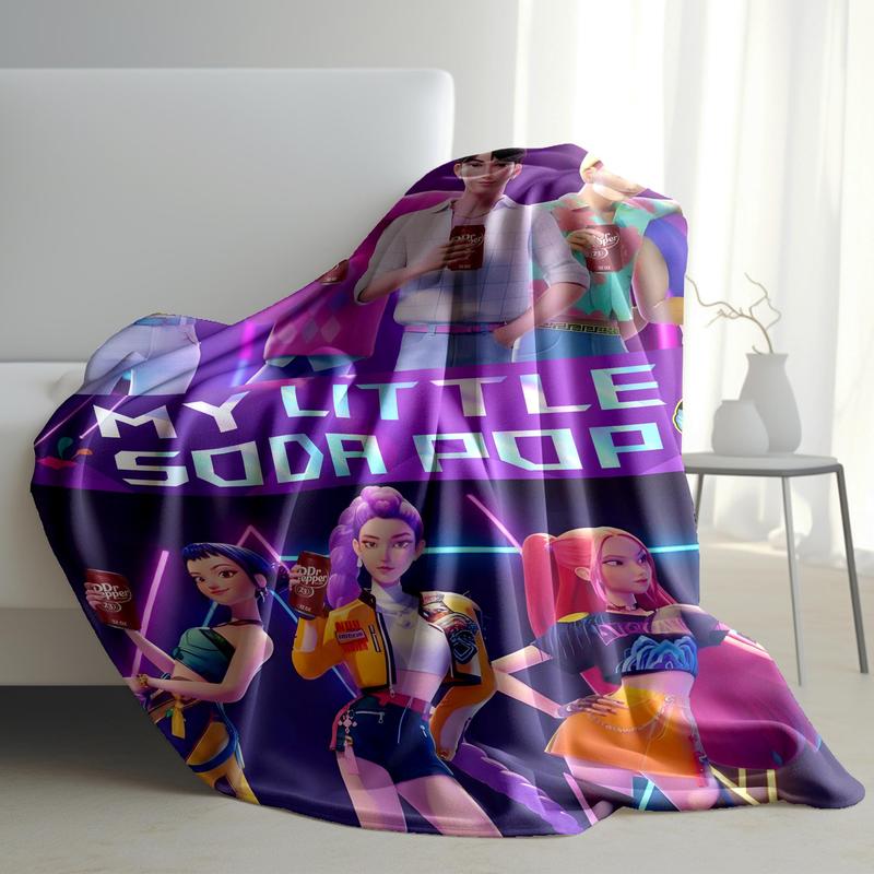 KPop Demon Hunters Star Team Blanket,"MY LIT TLE SODA POP" Kpop Boy and Girl group Figure Print Blanket, Fleece Blanket,Soft Flannel Sofa Bed Cover, Lightweight All-Season Travel Camping Home Rug