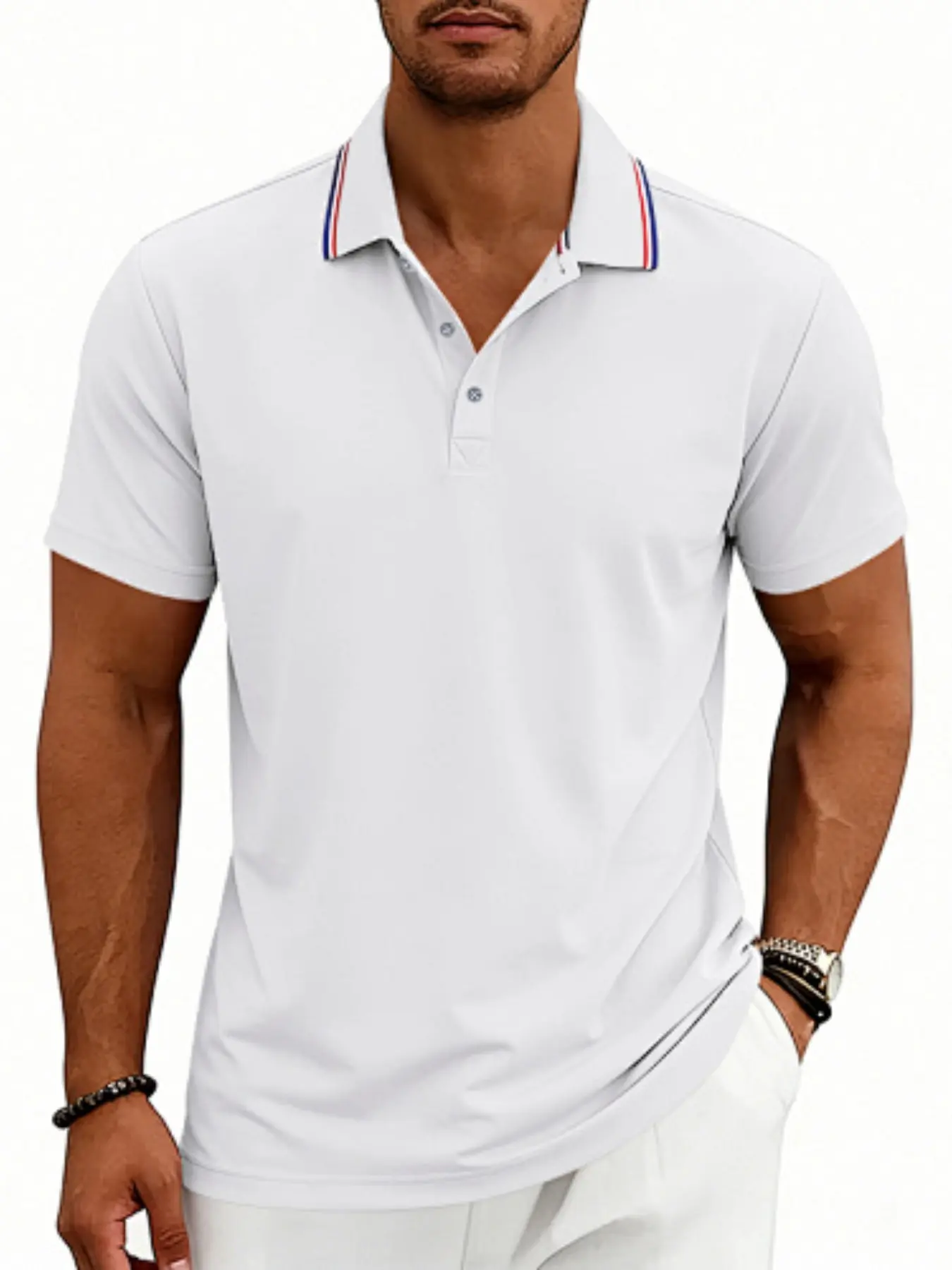 Men's Casual Polo Shirt, Short Sleeve Lightweight Breathable Wrinkle-Free Ironless, Summer for Work Outdoor Sports