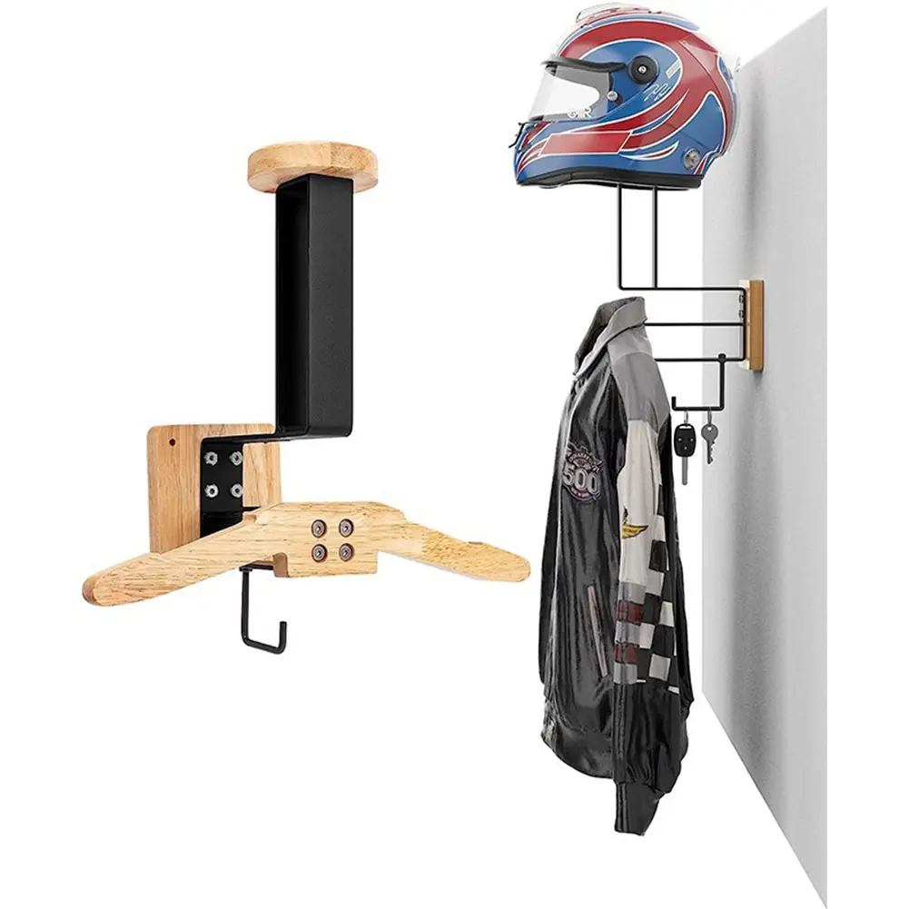 Motorcycle Helmet Wall Mount Organiser - Heavy-Duty Steel Compact Functional Holder, Easy Installation Multi-Use Rack for Helmet Gear & Accessories Display (Fits Ski, Bike)