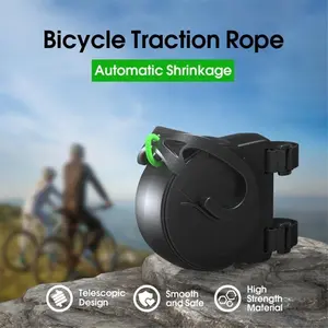 Retractable Bicycle Tow Rope, Automatic Shrinkage Kid Bike Traction Rope, Safe Pull Strap for Kids & Adult Riders, Prevents Wheel Entanglement, Adjustable Mount, for Family Cycling